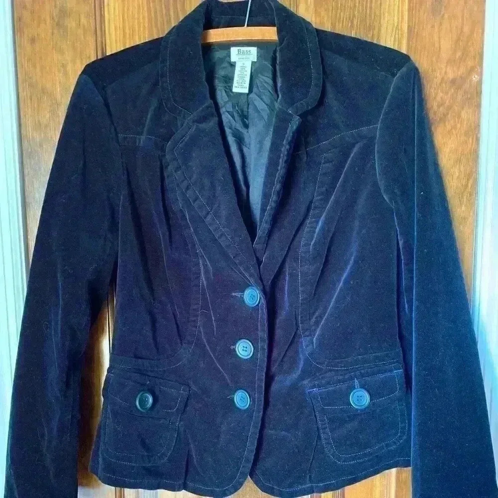 G.H. Bass &Co. Stretch Black Velvet  Blazer Size S - Picture 3 of 11